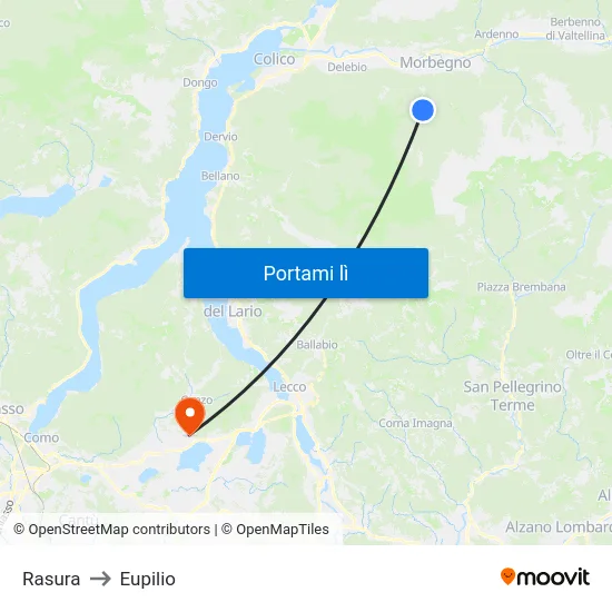 Rasura to Eupilio map