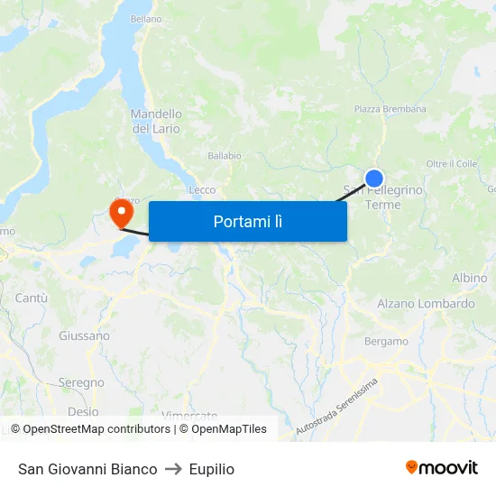 San Giovanni Bianco to Eupilio map