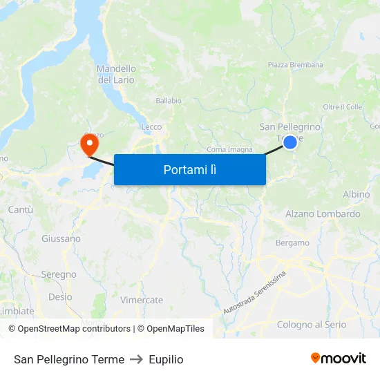 San Pellegrino Terme to Eupilio map
