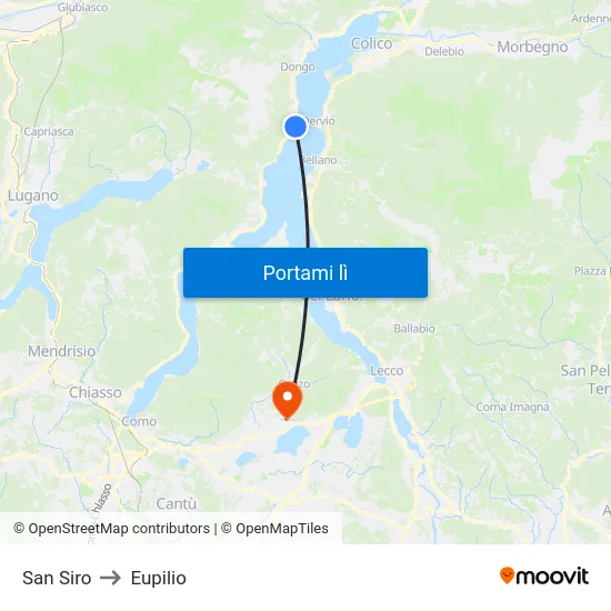 San Siro to Eupilio map
