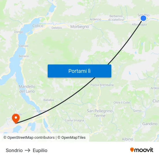 Sondrio to Eupilio map