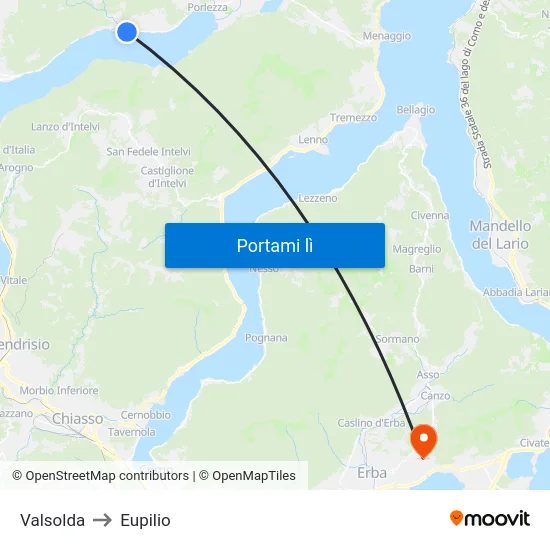 Valsolda to Eupilio map