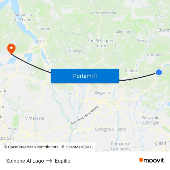 Spinone Al Lago to Eupilio map