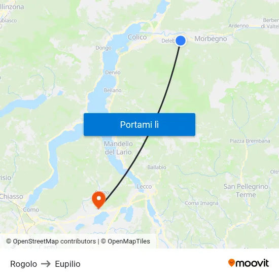 Rogolo to Eupilio map