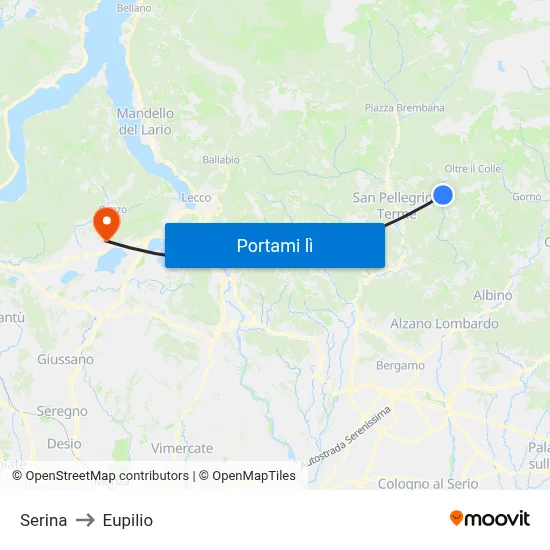 Serina to Eupilio map