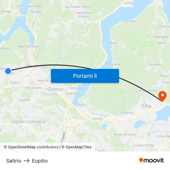 Saltrio to Eupilio map