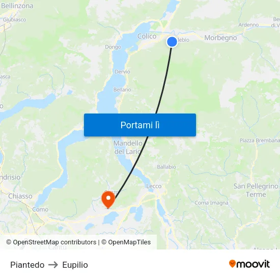 Piantedo to Eupilio map
