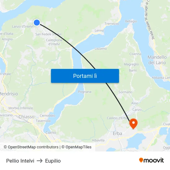 Pellio Intelvi to Eupilio map