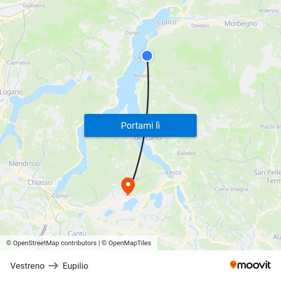 Vestreno to Eupilio map