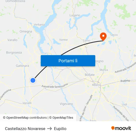 Castellazzo Novarese to Eupilio map