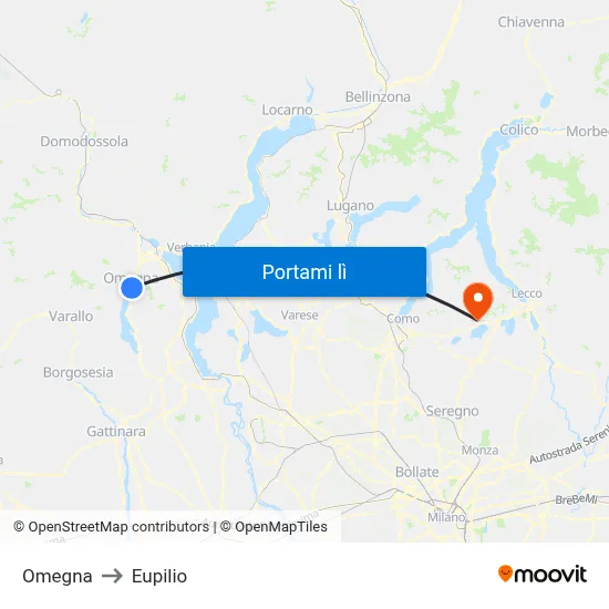 Omegna to Eupilio map