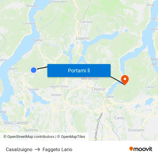 Casalzuigno to Faggeto Lario map