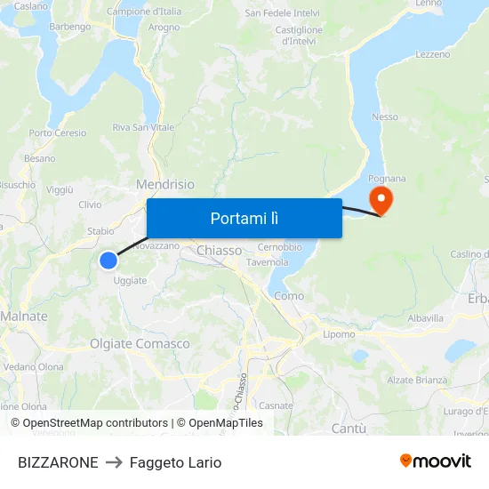BIZZARONE to Faggeto Lario map