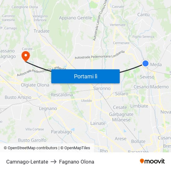 Camnago-Lentate to Fagnano Olona map