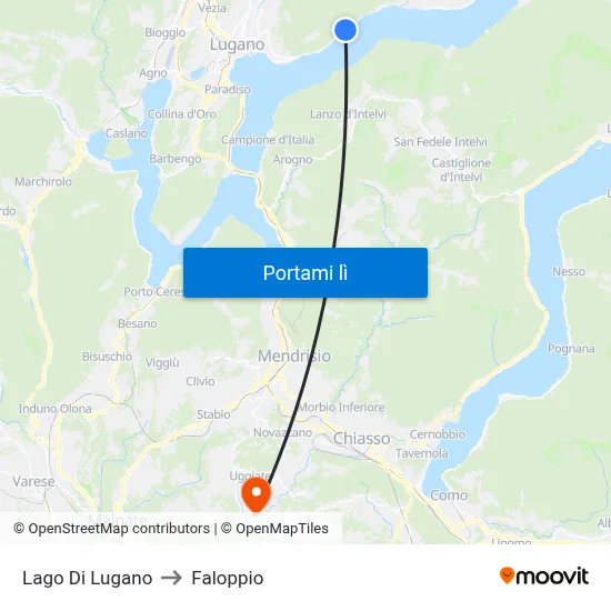 Lago Di Lugano to Faloppio map
