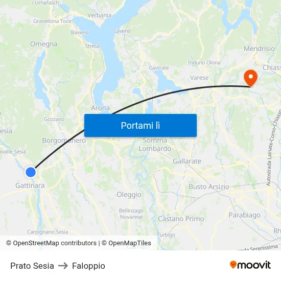 Prato Sesia to Faloppio map