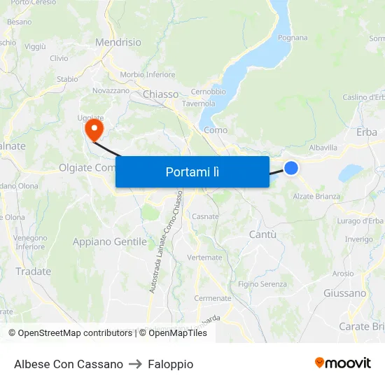 Albese Con Cassano to Faloppio map