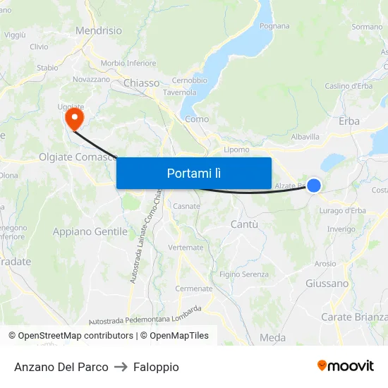 Anzano Del Parco to Faloppio map
