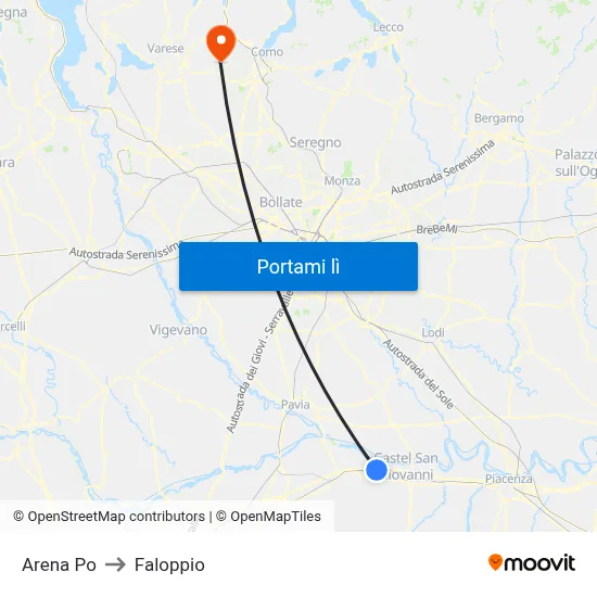 Arena Po to Faloppio map