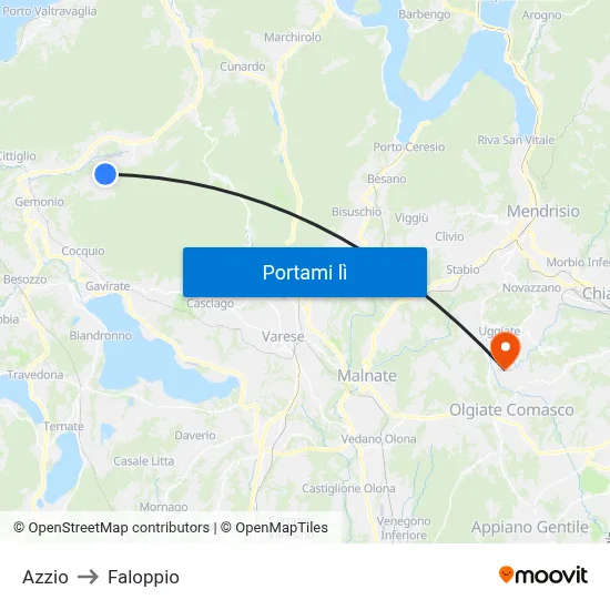 Azzio to Faloppio map