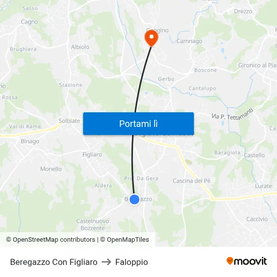 Beregazzo Con Figliaro to Faloppio map