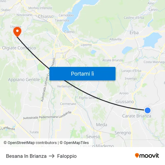 Besana In Brianza to Faloppio map