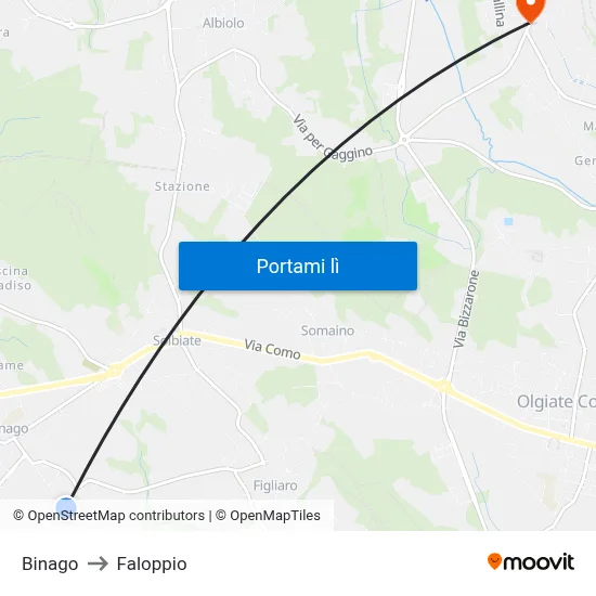 Binago to Faloppio map