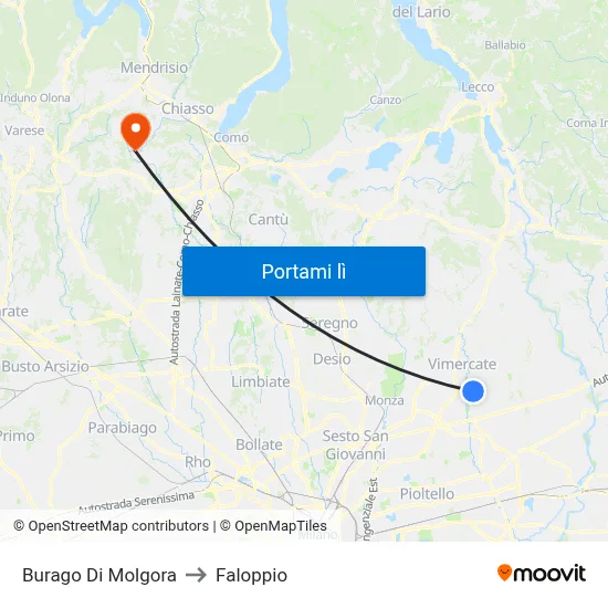 Burago Di Molgora to Faloppio map