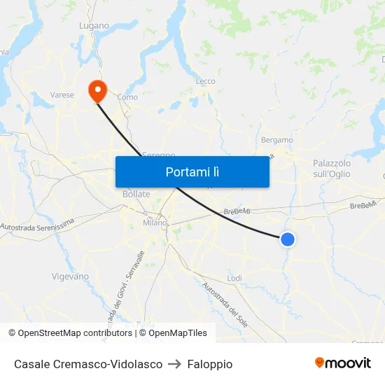 Casale Cremasco-Vidolasco to Faloppio map