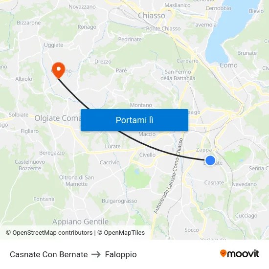 Casnate Con Bernate to Faloppio map