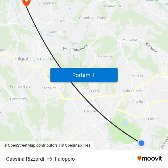 Cassina Rizzardi to Faloppio map