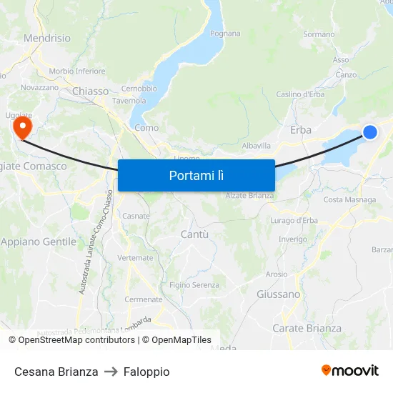 Cesana Brianza to Faloppio map