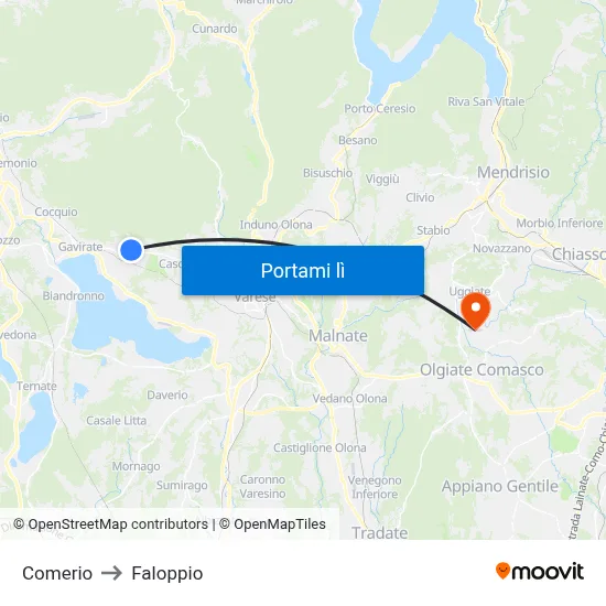 Comerio to Faloppio map