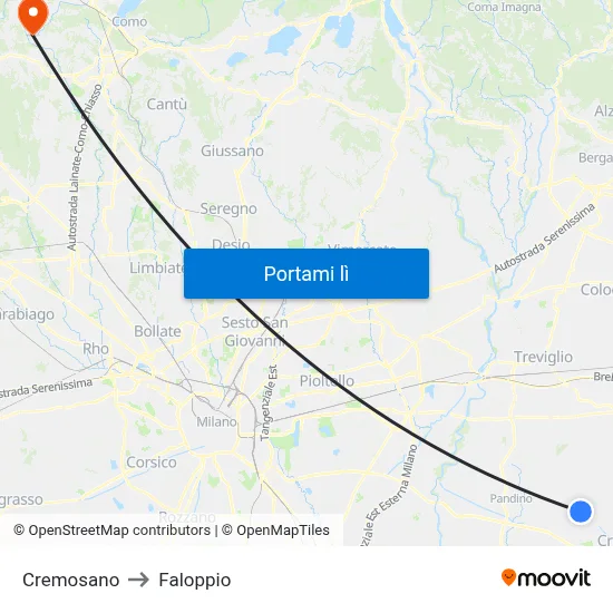 Cremosano to Faloppio map