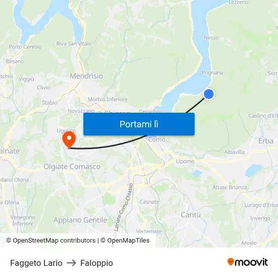 Faggeto Lario to Faloppio map