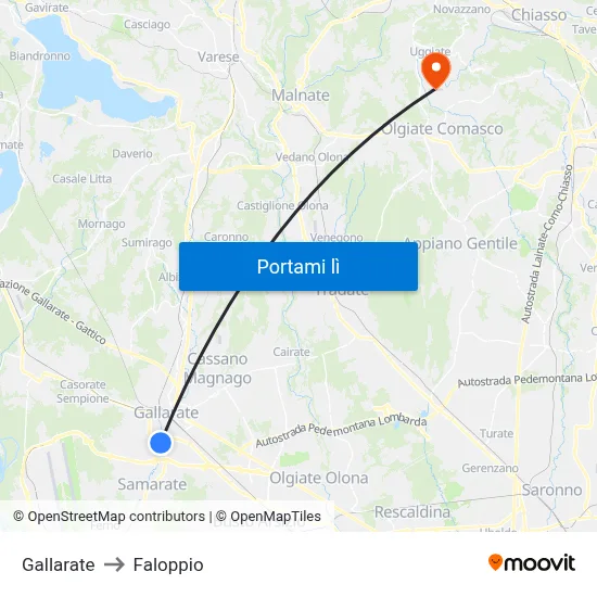 Gallarate to Faloppio map