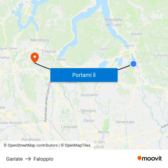 Garlate to Faloppio map