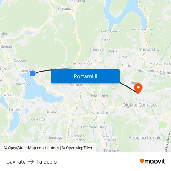 Gavirate to Faloppio map
