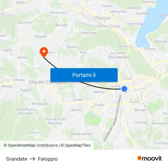 Grandate to Faloppio map