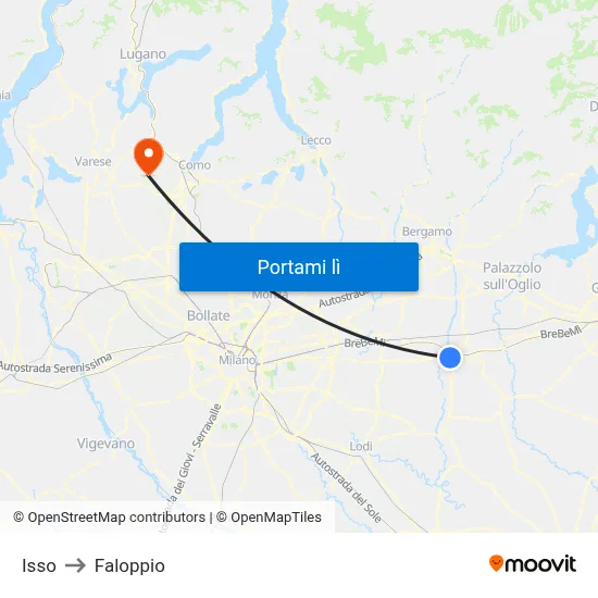 Isso to Faloppio map