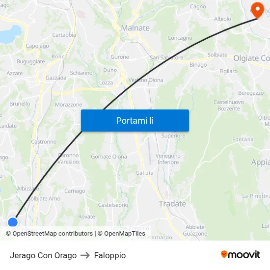 Jerago Con Orago to Faloppio map