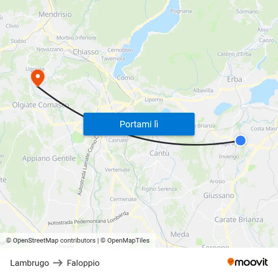 Lambrugo to Faloppio map
