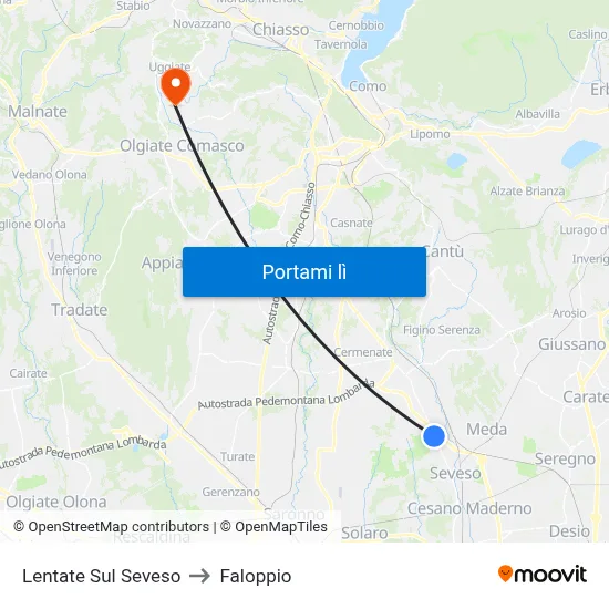 Lentate Sul Seveso to Faloppio map