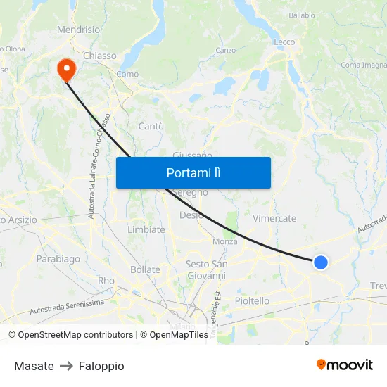 Masate to Faloppio map