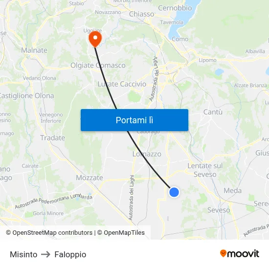 Misinto to Faloppio map