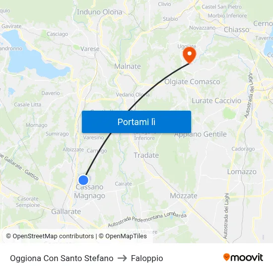 Oggiona Con Santo Stefano to Faloppio map