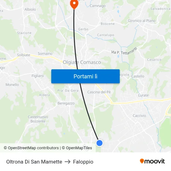 Oltrona Di San Mamette to Faloppio map