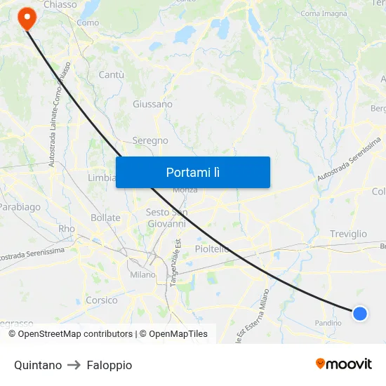 Quintano to Faloppio map