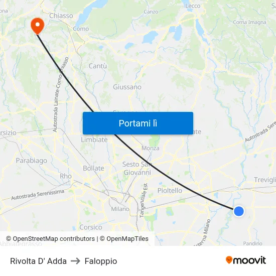 Rivolta D' Adda to Faloppio map