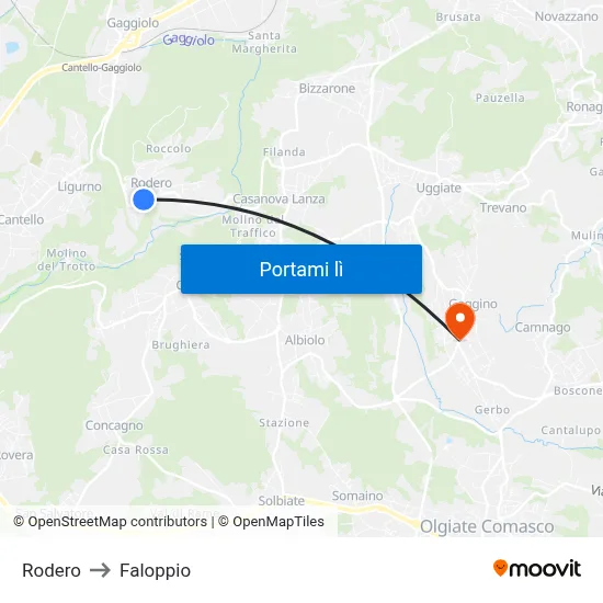 Rodero to Faloppio map
